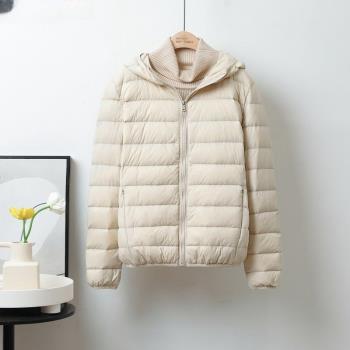 2024年冬季新款輕薄羽絨棉服女短款立領連帽輕便薄款羽絨大碼外套