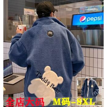 冬季羊羔絨棉服男士胖子加肥加大碼寬松青年保暖棉衣立領外套棉襖