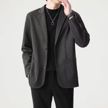 毛呢西裝外套男士秋冬新款高階感輕熟風加厚保暖呢子大衣西服套裝