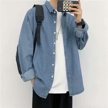 復古水洗長袖休閑情侶牛仔襯衫