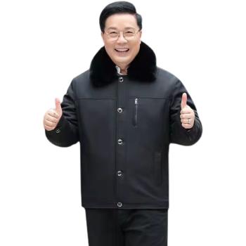 老年人棉襖爺爺冬裝爸爸加絨加厚保暖棉服中年人外套70歲棉衣棉襖