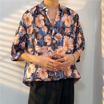 vintage復古碎花滿印長袖襯衫