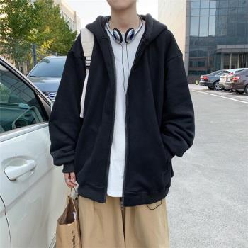 開衫衛衣男士秋冬款2024新款秋季夾克男生連帽加絨上衣服秋裝外套
