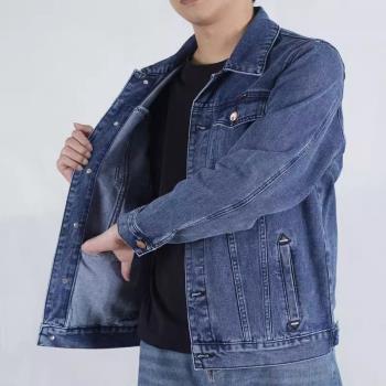 春秋款寬松耐臟工裝褂子牛仔外套