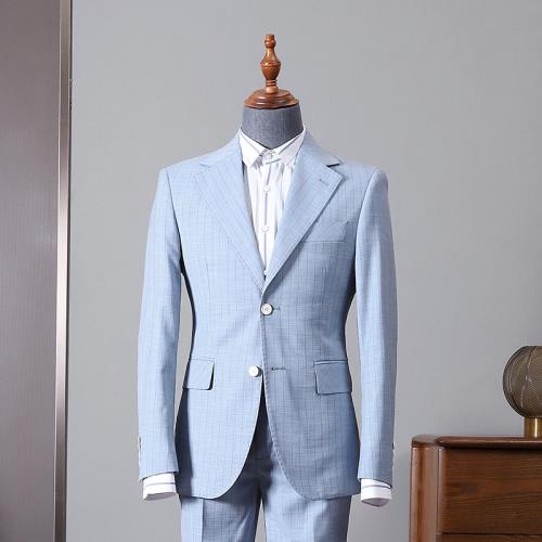THEMASEE男裝|商務休閑格紋單西外套男單排扣青年修身外套小西服