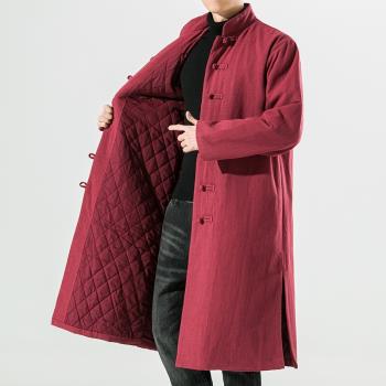 冬季亞麻大碼中式加厚唐裝棉服