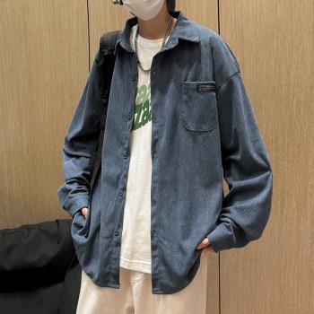 秋季日系寬松復古燈芯絨襯衫男ins潮牌港風痞帥百搭潮流工裝外套