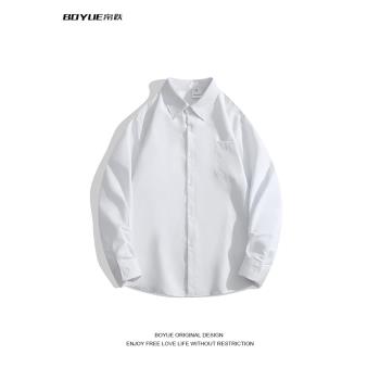 男潮BOYUE帛躍韓系休閑白色襯衫