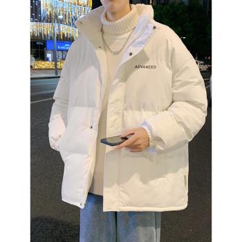 白色冬季加厚外套男生情侶款棉衣