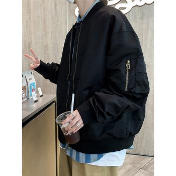 美式oversize飛行員夾克男生春秋季寬松ins潮休閑沖鋒衣工裝外套