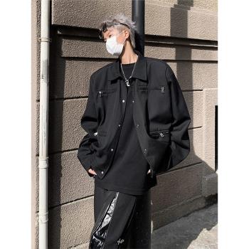 美式街頭飛行服夾克男士秋季hiphop潮牌韓版痞帥寬松金屬拉鏈外套