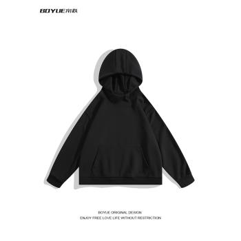 BOYUE帛躍美式oversize套頭連帽純色衛衣潮牌時裝青少年ins外套男
