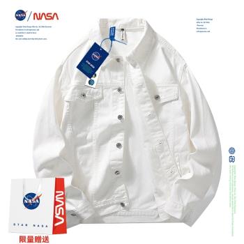 NASA聯名重磅純棉牛仔襯衫男工裝日系夾克休閑襯衣女情侶潮牌外套