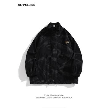 BOYUE帛躍燈芯絨扎染外套美式工裝設計感chic小眾情侶夾克男女潮