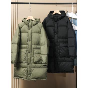 櫃1199 高充絨過冬禦寒保暖新品男女情侶過膝長款外套連帽羽絨服