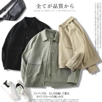 挺括抗皺！高階斜紋面料！外貿男裝尾貨春季時尚工裝翻領夾克外套