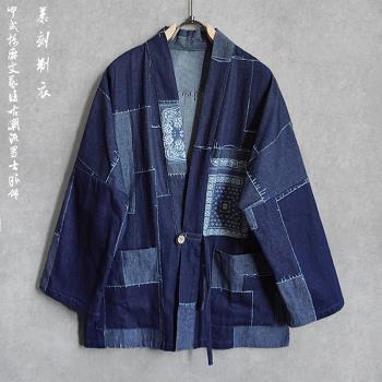 男士休閑牛仔文藝補丁丐服風衣