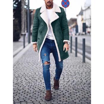 Long mens casual coat in lamb fleece羊羔絨面料 長款男士外套