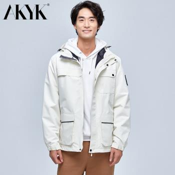 AKYK冬季羽絨連帽戶外登山沖鋒衣