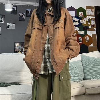 復古工裝翻領牛仔衣夾克男女嘻哈春秋款ins潮牌寬松bf風小眾外套