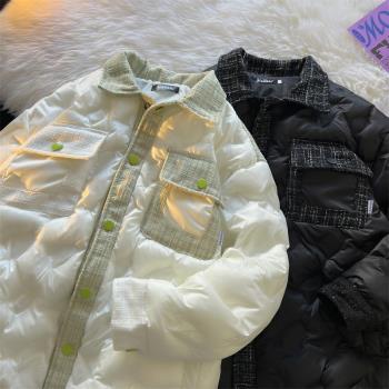 小香風棉衣男款冬季寬松加厚設計感羽絨棉服潮流美式情侶棉襖外套