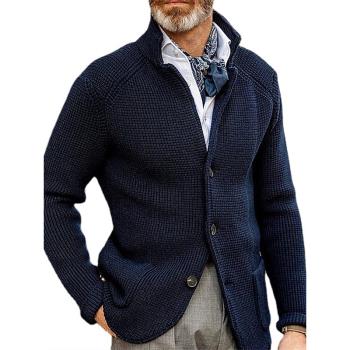 2024秋季新款立領毛衣休閑長袖夾克針織開衫外套男Mens sweaters