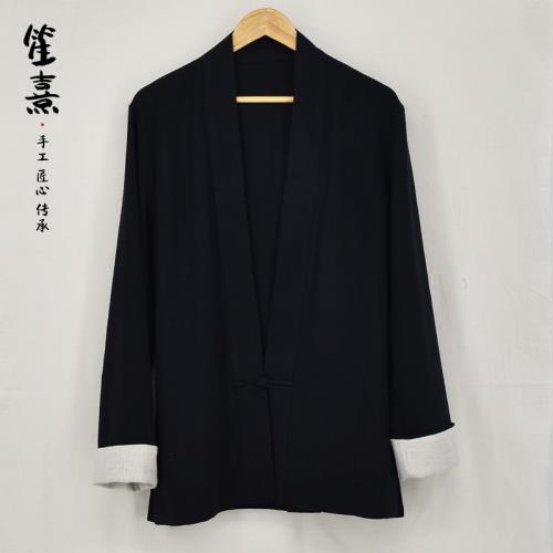 亞麻唐裝外套男士盤扣茶服民國居士服中國風男裝禪意中式秋季上衣