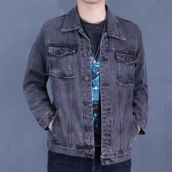 男士工作牛仔夾克春秋季大碼耐臟耐磨工作服休閑工裝外套男牛仔衫