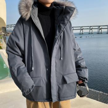 冬季男士新款棉衣連帽大碼加厚保暖日系潮流棉服男款冬裝外套棉襖
