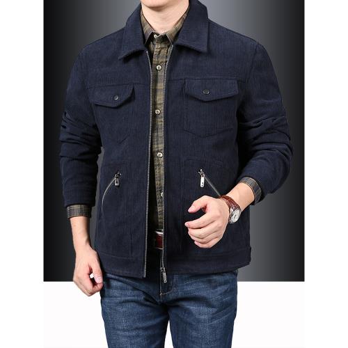 燈芯絨夾克男裝2026春季新款工裝翻領粗條絨翻領外套大碼休閑上衣