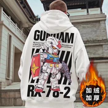 oversize衛衣男連帽套頭歐美潮牌胖子寬松加絨加厚大碼潮流冬外套
