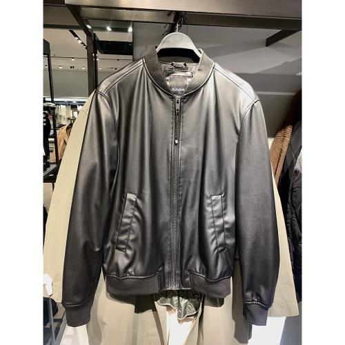 柜429！春秋季新品男裝仿皮飛行員夾克ZA3918420 800男士皮衣外套