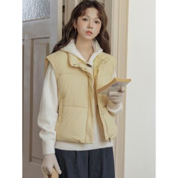 黃色麵包棉衣棉服女2025年新款秋冬季加厚小個子疊穿夾棉馬甲外套