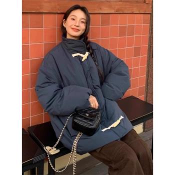 牛角扣設計感立領麵包服女款冬季新中式設計師品牌短款羽絨服外套
