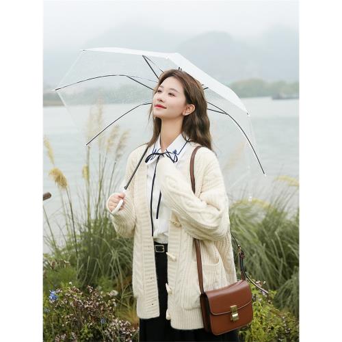 慵懶風開衫毛衣外套qc白色麻花牛角扣針織衫2025秋冬新款外穿上衣