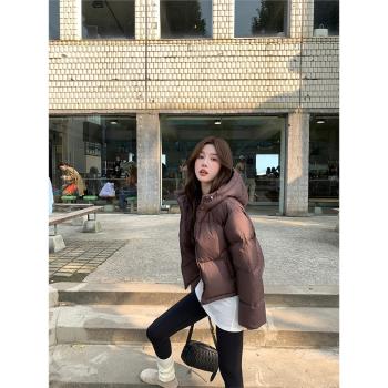 alex stevens肯豆風90白鴨絨短款連帽羽絨服女冬季加厚麵包服外套