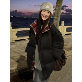 白鴨絨黑色設計感羽絨服女冬季2025年新款高階感超好看麵包服外套