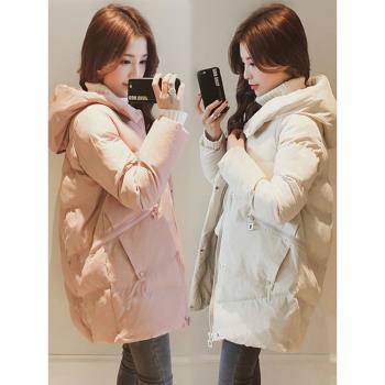 中長款連帽羽絨服女2024年新款棉衣時尚休閑冬季厚外套不跑絨棉服