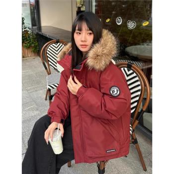 毛領防風寬松韓版外套派克羽絨服