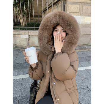 MJAE SRPKY小個子短款羽絨服女冬季洋氣減齡大毛領加厚麵包服外套