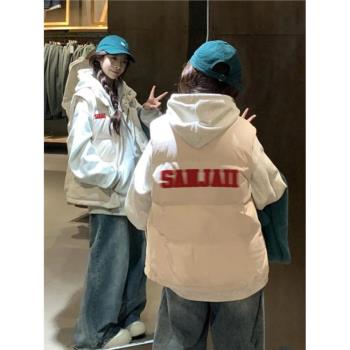 羽絨棉衣馬甲女秋冬季背心坎肩外穿白色加厚保暖棉服棉襖冬天外套