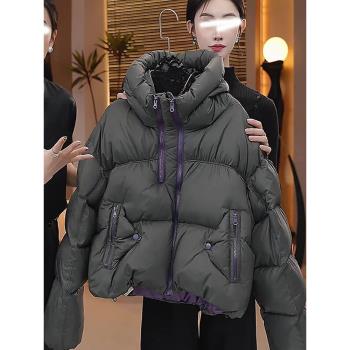 歐洲站2025冬季新款棉服女短款連帽加厚棉衣棉襖拉鏈保暖外套保暖