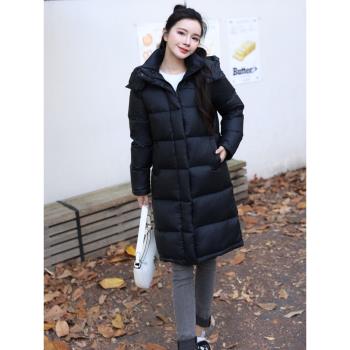 梵慕斯極寒95白鴨絨羽絨服女中長款過膝加厚顯瘦黑色外套2024年冬