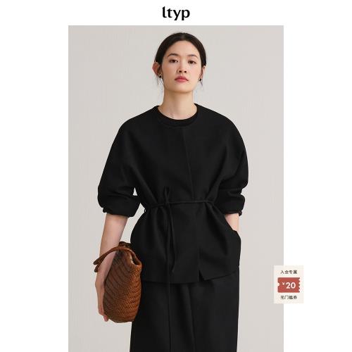 ltyp旅途原品 極簡羊毛外套 高級文藝休閑氣質黑色寬松上衣女秋季
