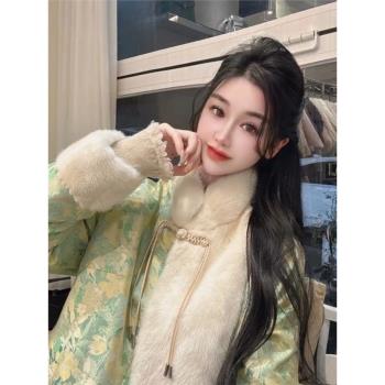 新中式國風高階綠色羽絨棉服冬季今年流行高階感超好看棉衣厚外套