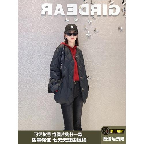 商場白領哥弟新2025冬新款收腰寬松菱格新雪麗棉服外套1400648