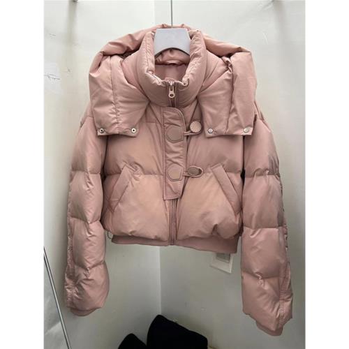 小個子短款棉服女連帽皮扣上衣2025冬季新款減齡棉衣保暖加厚外套