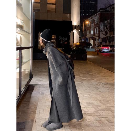 長款寬松廓形毛呢雙面羊絨大衣