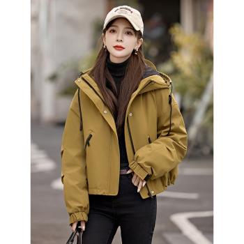 派克工裝羽絨服女短款冬2024新款戶外三防加厚小個子90白鴨絨外套