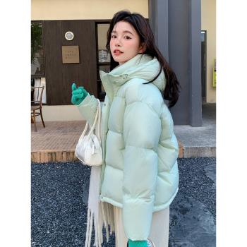2025年新款冬季連帽羽絨服女短款95白鴨絨麵包服加厚小個子外套